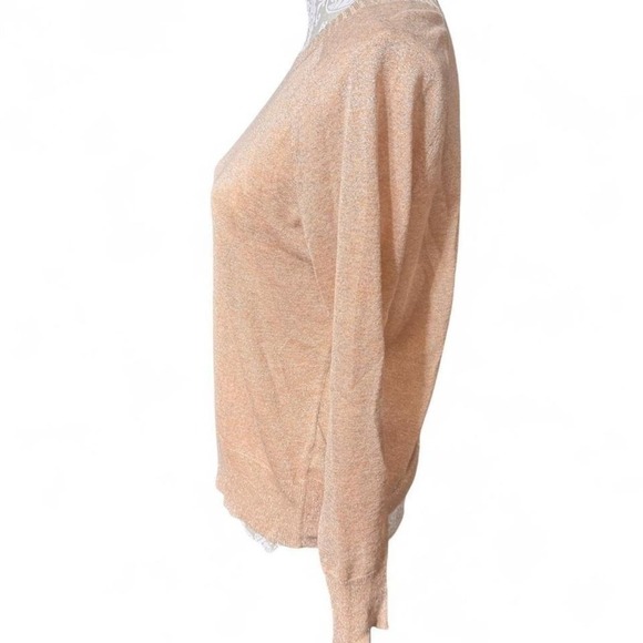 J. Crew Gold Metallic Knit Sweater Women's Medium – Shimmer Long Sleeve Pullover - Picture 4 of 7